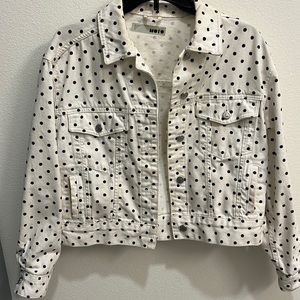 Cropped white denim jacket